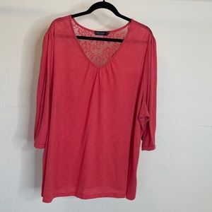 Faded Glory Coral 3/4 Length Sleeve Top